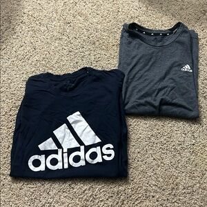 Adidas Men's Dark Blue Tee with White Logo
